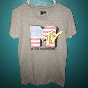 MTV logo shirt American flag XL women's